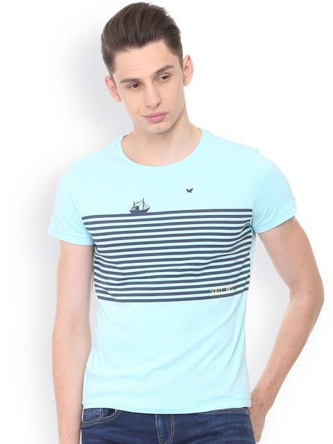 Solly Jeans Co. Men Blue Striped Round Neck T-shirt