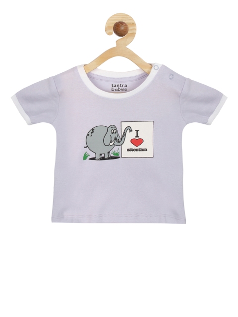 Tantra Boys Lavender Printed Round Neck T-shirt