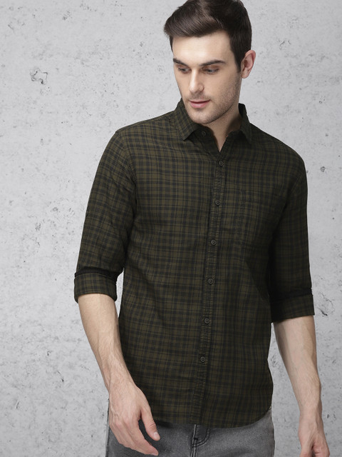Ecko Unltd Men Olive Green & Black Slim Fit Checked Casual Shirt 
Ecko Unltd Men Olive Green & Black Slim Fit Checked Casual Shirt