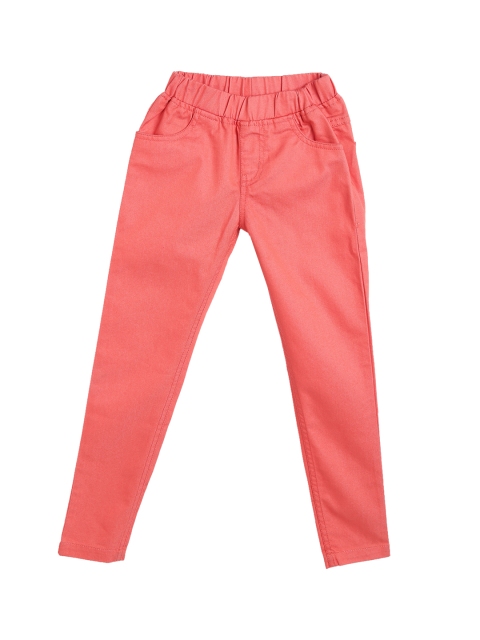 612 league Girls Coral Regular Fit Solid Regular Trousers