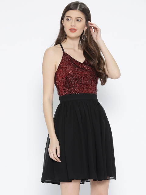 MABISH by Sonal Jain Women Red & Black Solid Fit & Flare Dress with Sequinned Detail
MABISH by Sonal Jain Women Red & Black Solid Fit & Flare Dress with Sequinned Detail