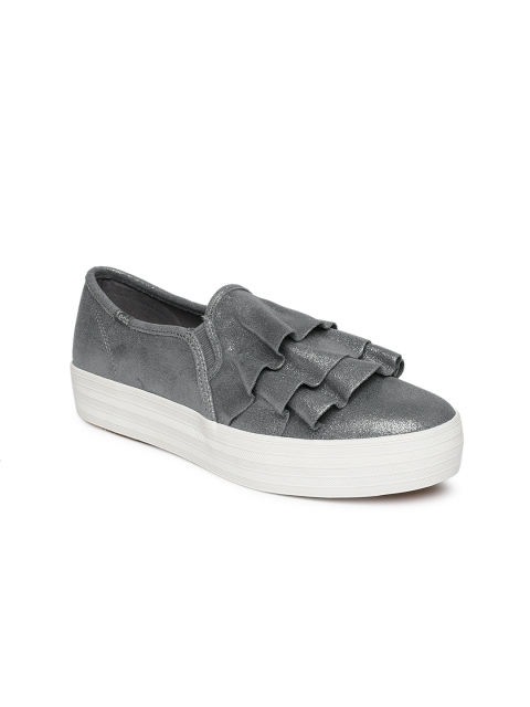 Keds Women Grey Slip-On Suede Sneakers