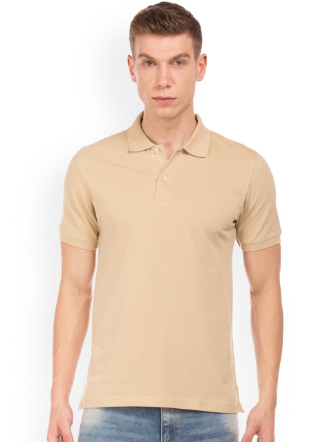 Ruggers Men Beige Solid Polo Collar T-shirt
