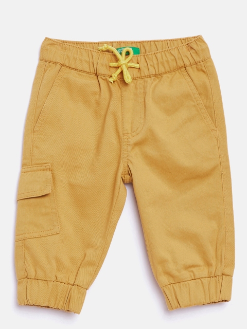 United Colors of Benetton Boys Mustard Yellow Regular Fit Solid Joggers