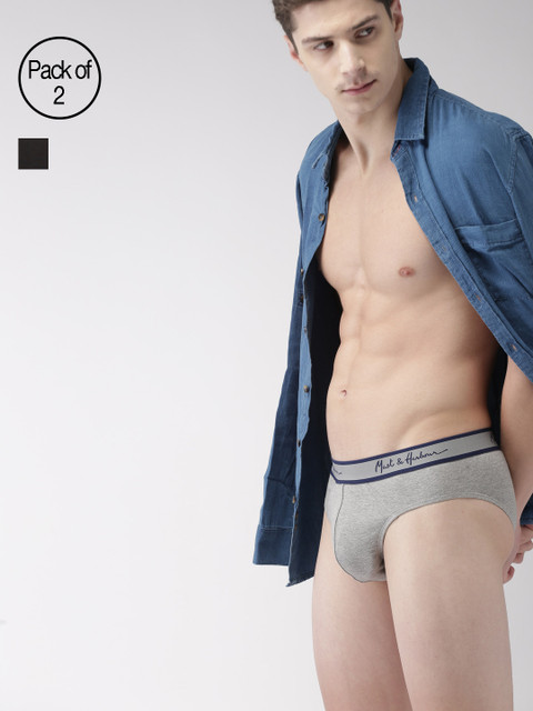 Mast & Harbour Men Pack of 2 Grey Melange & Black Solid Ultrasoft Cotton Stretchable Briefs MNH-BRF-PK2-001B
Mast & Harbour Men Pack of 2 Grey Melange & Black Solid Ultrasoft Cotton Stretchable Briefs MNH-BRF-PK2-001B
