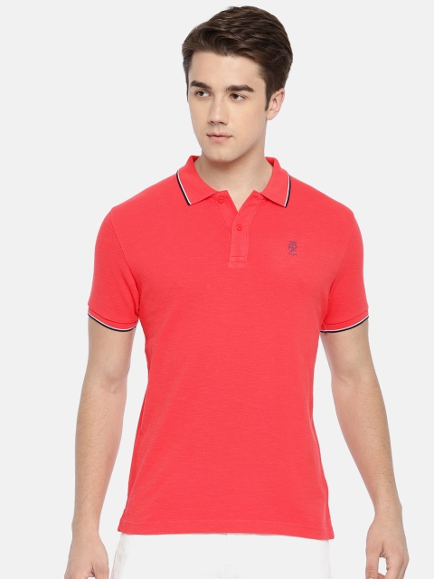 Pepe Jeans Men Coral Solid Polo Collar T-shirt