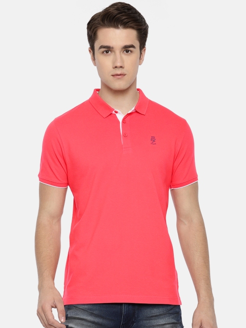 Pepe Jeans Men Coral Pink Solid Polo Collar T-shirt