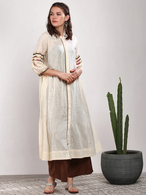 Sangria Women Off-White & Black Textured Embroidered Flared Kurta With Palazzo, Pink
Sangria Women Off-White & Black Textured Embroidered Flared Kurta With Palazzo, Pink