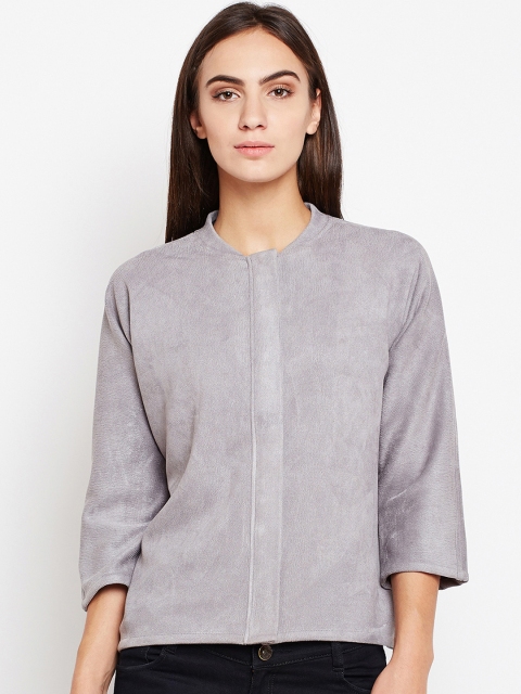 Nun Women Grey Self Design Tailored Jacket