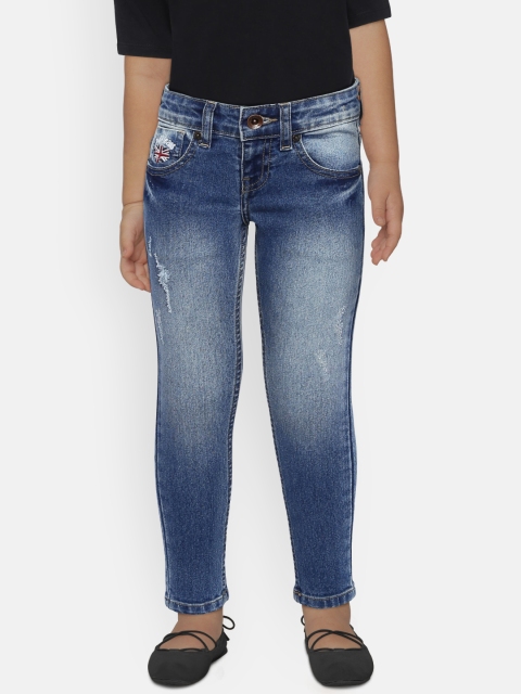 Pepe Jeans Girls Blue Skinny Fit Low Distress Jeans
