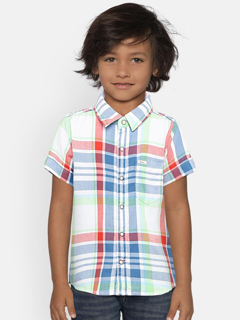 Pepe Jeans Boys White & Blue Regular Fit Checked Casual Shirt 
Pepe Jeans Boys White & Blue Regular Fit Checked Casual Shirt