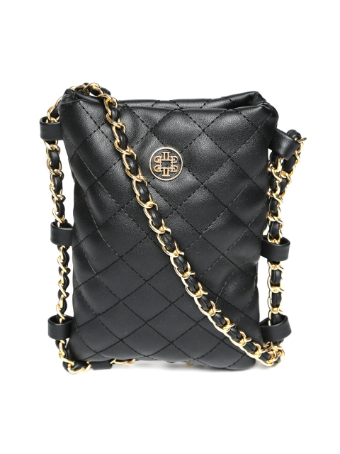 Lino Perros Black Solid Quilted Sling Bag