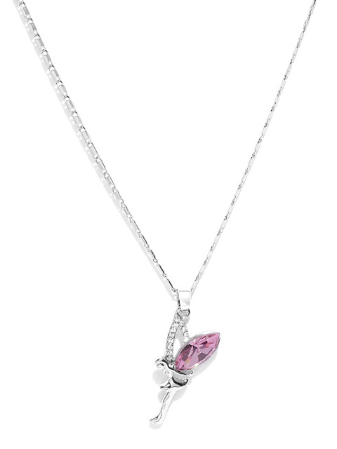 Jewels Galaxy Rhodium-Plated Handcrafted Pendant with Crystals From Swarovski & Chain, Pink 
Jewels Galaxy Rhodium-Plated Handcrafted Pendant with Crystals From Swarovski & Chain, Pink