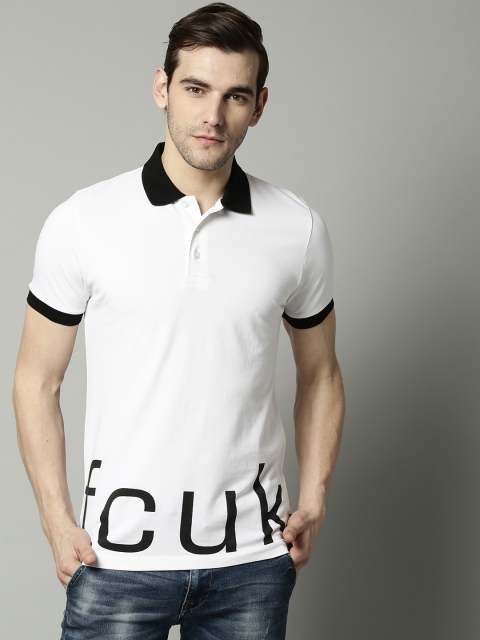 French Connection Men White Solid Polo Collar Pure Cotton T-shirt with Printed Detail
French Connection Men White Solid Polo Collar Pure Cotton T-shirt with Printed Detail
