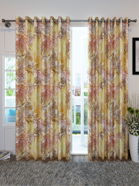 Divine Casa Brown & Yellow Set of 2 Door Curtains