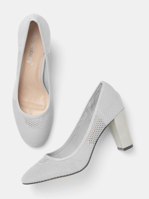 DressBerry Women Grey Woven Design Pumps
