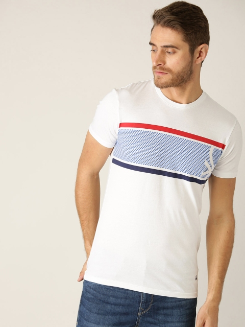 United Colors of Benetton Men White Printed Round Neck T-shirt