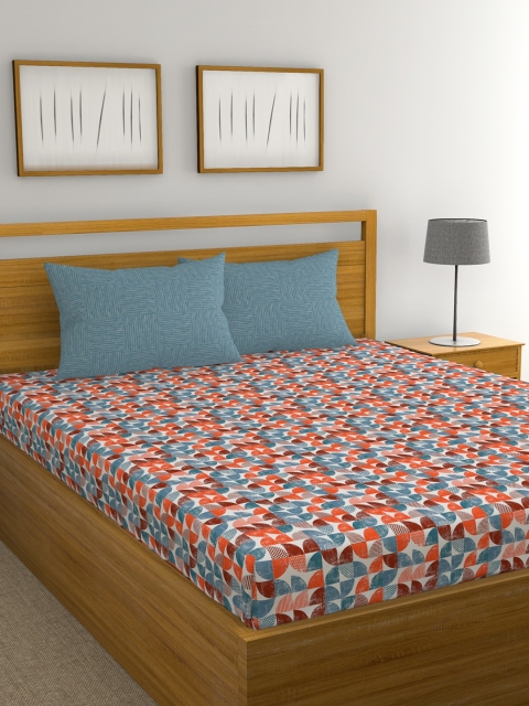 Trident Multicoloured Geometric Flat 120 TC Cotton 1 Queen Bedsheet with 2 Pillow Covers, Multi
Trident Multicoloured Geometric Flat 120 TC Cotton 1 Queen Bedsheet with 2 Pillow Covers, Multi