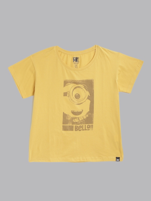Minions by Kook N Keech Women Mustard Yellow & Brown Minion Print Pure Cotton T-shirt
Minions by Kook N Keech Women Mustard Yellow & Brown Minion Print Pure Cotton T-shirt