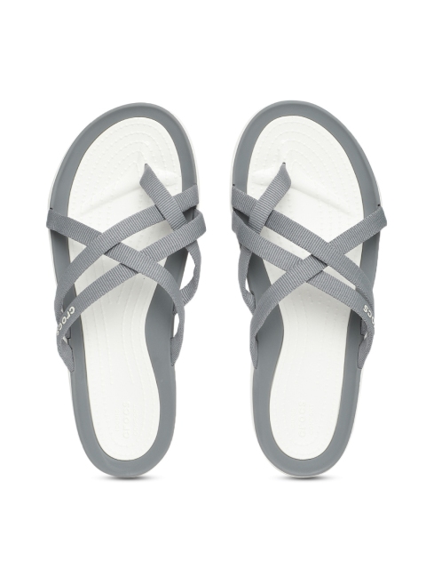 Crocs Women Grey Solid One Toe Flats