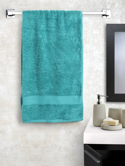 CORE Designed by SPACES Unisex Teal Green Solid Cotton 450 GSM Bath Towel