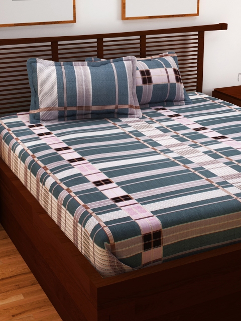 Story@home Unisex Grey & Blue Striped 144 TC Cotton Queen Bedsheet with 2 Pillow Covers
Story@home Unisex Grey & Blue Striped 144 TC Cotton Queen Bedsheet with 2 Pillow Covers