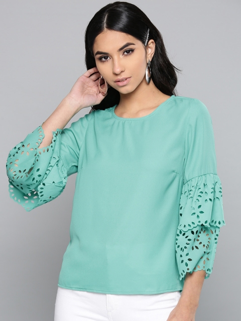 Harpa Women Sea Green Solid Top