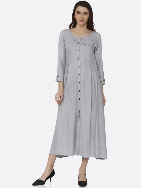 RAISIN Women Blue Solid A-Line Dress