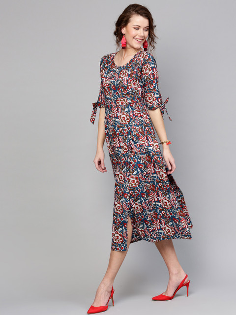 SASSAFRAS Women Navy Blue Printed Wrap Dress
SASSAFRAS Women Navy Blue Printed Wrap Dress