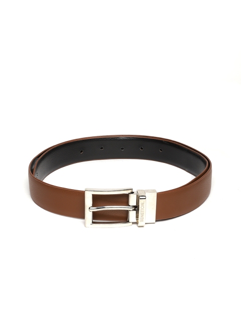 United Colors of Benetton Men Brown & Black Solid Reversible Leather Belt