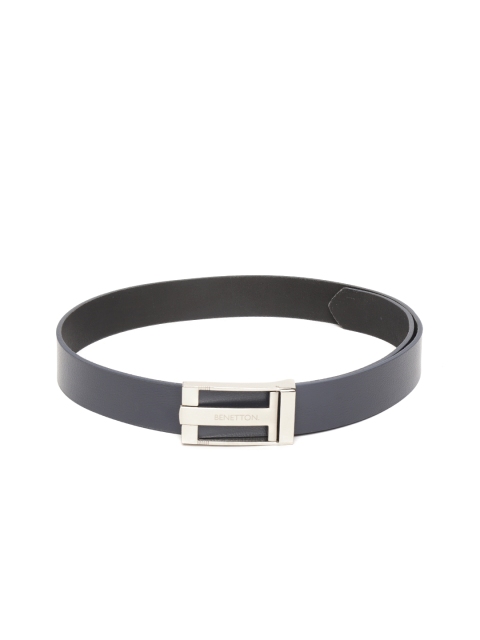 United Colors of Benetton Men Navy Blue Solid Leather Belt