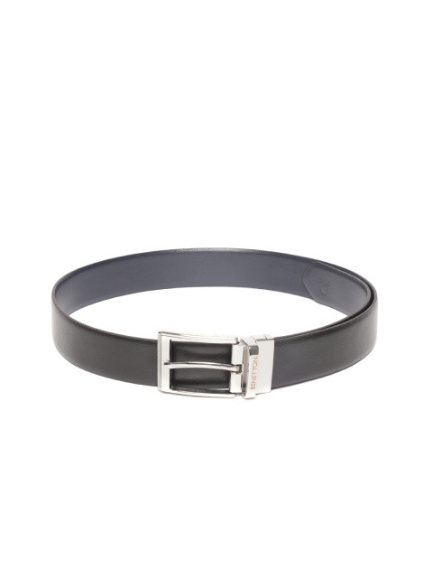 United Colors of Benetton Men Navy Blue & Black Reversible Leather Belt