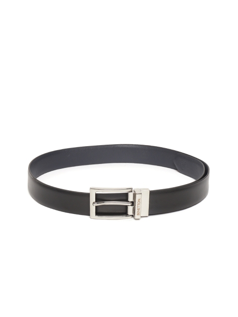 United Colors of Benetton Men Black & Navy Leather Reversible Solid Belt
