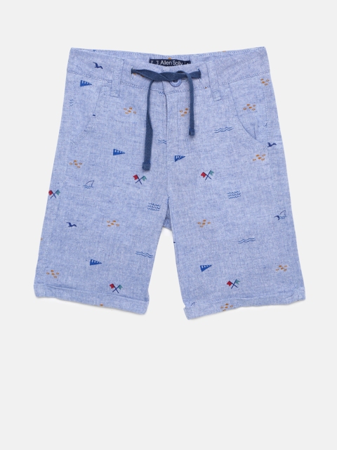Allen Solly Junior Boys Blue Printed Regular Fit Regular Shorts