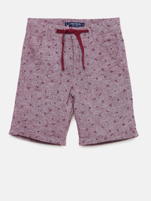 Allen Solly Junior Boys Maroon Printed Regular Fit Regular Shorts