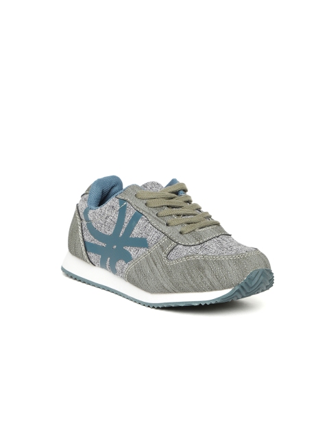 United Colors of Benetton Unisex Olive Green & Grey Sneakers