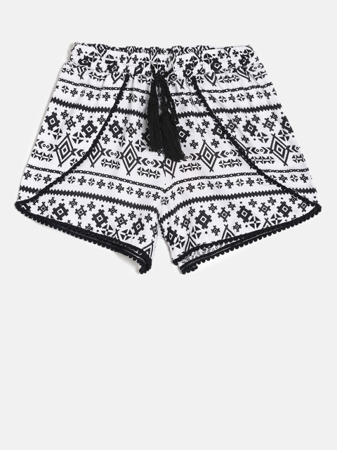 Fame Forever by Lifestyle Girls Black Printed Regular Fit Regular Shorts