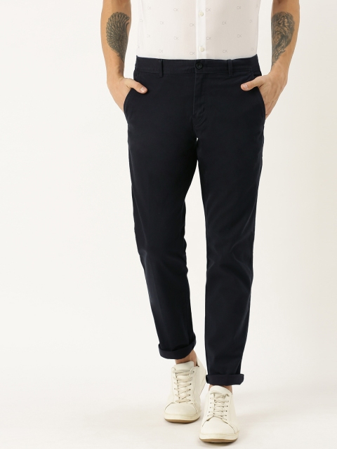 Calvin Klein Jeans Men Navy Blue Straight Fit Solid Chinos