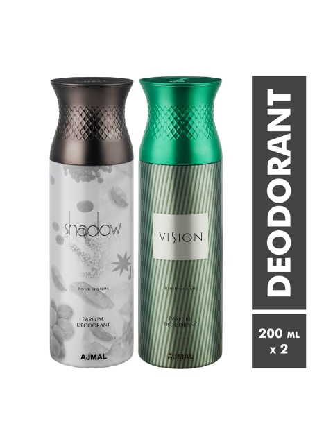 Ajmal Unisex Set Of 2 Shadow Him Deo & Vision Deodorants Body spray 200ml each, Silver
Ajmal Unisex Set Of 2 Shadow Him Deo & Vision Deodorants Body spray 200ml each, Silver