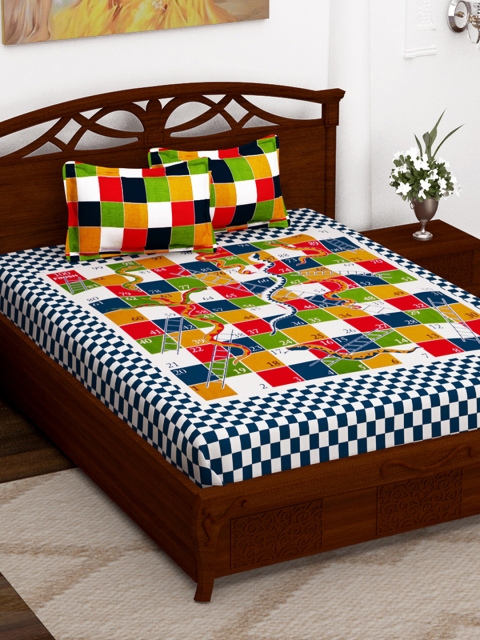 Story@home Multicoloured Graphic Flat 152 TC Cotton Queen Bedsheet with 2 Pillow Covers, Multi
Story@home Multicoloured Graphic Flat 152 TC Cotton Queen Bedsheet with 2 Pillow Covers, Multi