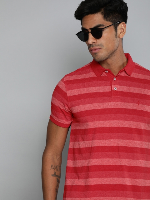 Indian Terrain Men Red Striped Polo Collar T-shirt