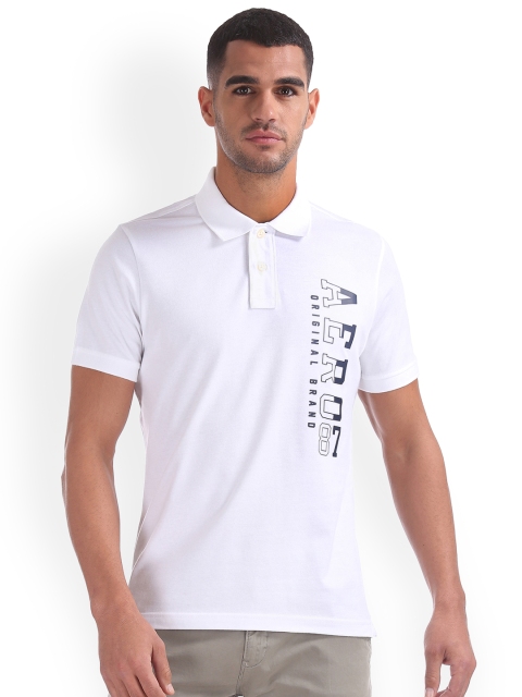 Aeropostale Men White Printed Polo Collar T-shirt