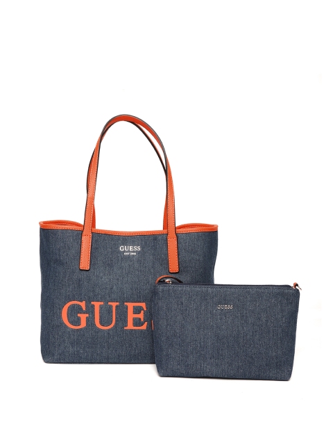 GUESS Navy Blue Printed Shoulder Bag with Pouch