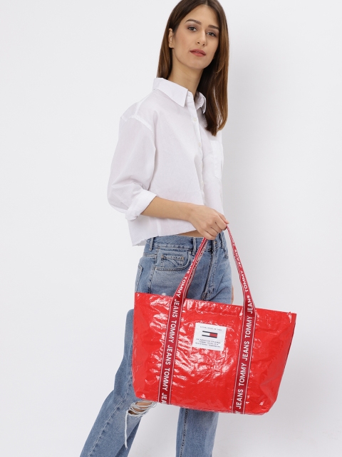 Tommy Hilfiger Red Solid Tote Bag