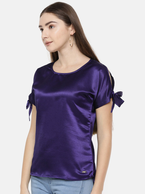 Park Avenue Women Blue Solid High-Low Top, Purple 
Park Avenue Women Blue Solid High-Low Top, Purple