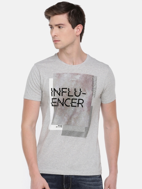 SPYKAR Men Grey Printed Round Neck T-shirt