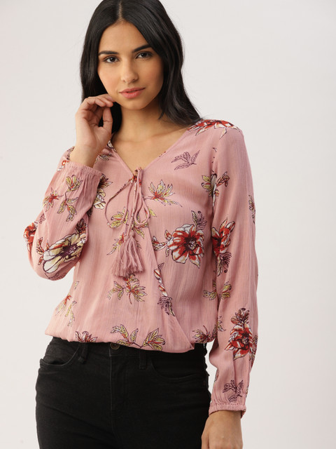 Ms.Taken Women Pink Printed Blouson Top 
Ms.Taken Women Pink Printed Blouson Top