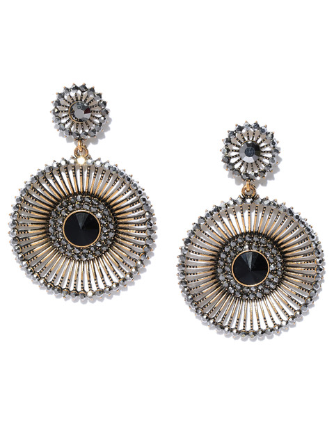 Jewels Galaxy Black Copper-Plated Stone-Studded Handcrafted Circular Drop Earrings
Jewels Galaxy Black Copper-Plated Stone-Studded Handcrafted Circular Drop Earrings
