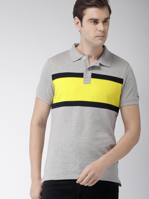 Tommy Hilfiger Men Grey Melange & Yellow Slim Fit Striped Polo Collar T-shirt
Tommy Hilfiger Men Grey Melange & Yellow Slim Fit Striped Polo Collar T-shirt