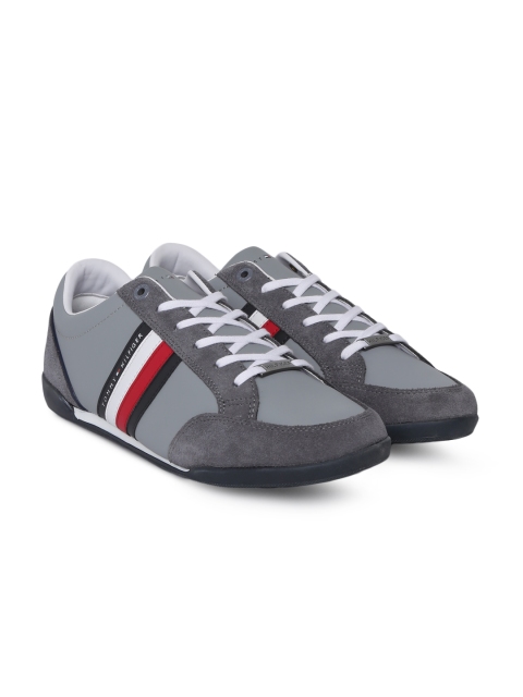 Tommy Hilfiger Men Grey Leather Sneakers